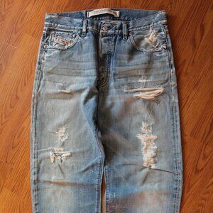 Diesel Light Blue Distressed Straight Jeans